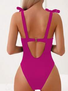 Cà vạt vai Vòng thép Đồ bơi một mảnh - Màu Hồng Tươi - Xem 2