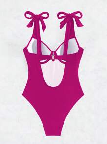 Cà vạt vai Vòng thép Đồ bơi một mảnh - Màu Hồng Tươi - Xem 6