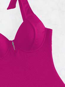 Cà vạt vai Vòng thép Đồ bơi một mảnh - Màu Hồng Tươi - Xem 7