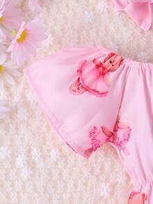 Baby Girl Bear Print Bodysuit & Headband - Pink - View 4