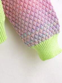 SHEIN Tween Girl Ombre Drop Shoulder Jumper - Green - View 4