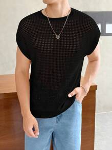 Manfinity BRENVOR 鬆身男士實色蝙蝠袖編織毛衣 - 黑色 - 查看 6