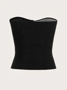 Muchica Yin & Yang Pattern Tube Knit Top - Black and White - View 2