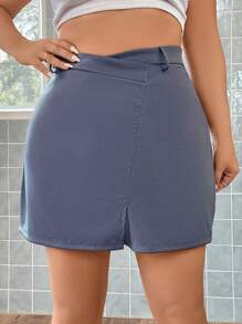 Flirla 大碼不對稱下擺半身裙