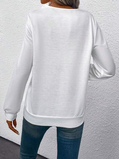 SHEIN LUNE Sudadera unicolor de cuello V