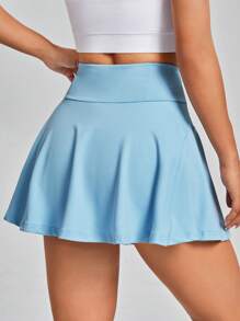 SHEIN EZwear 素色寬腰帶半身裙帶手機袋 - 淺藍色 - 查看 3