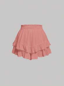 SHEIN MOD Paperbag Waist Ruffle Hem Skort - Pink - View 2