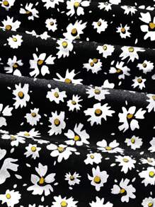 SHEIN MOD Falda con estampado floral con cordón fruncido de muslo con abertura - Multicolor - Ver 3