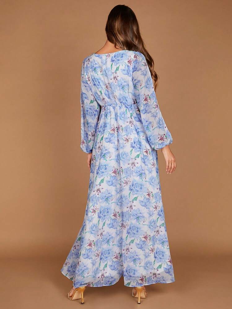 SHEIN Belle 花卉印花开袖雪纺连衣裙 - 彩色 - 查看 2