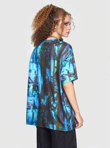 ROMWE Street Life Drop Shoulder T-Shirt mit Buchstaben Grafik,