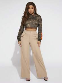 SHEIN SXY 迷彩印花短款運動衫 - 彩色 - 查看 1