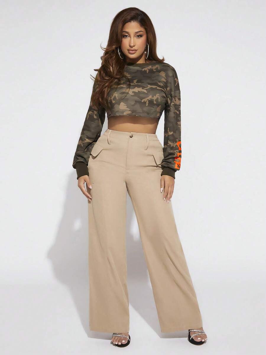 SHEIN SXY 迷彩印花短款運動衫 - 彩色 - 查看 1