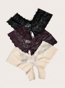 大碼3件花卉蕾絲內褲 - 彩色 - 查看 3