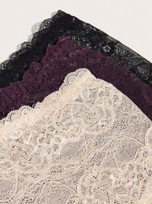 大碼3件花卉蕾絲內褲 - 彩色 - 查看 5