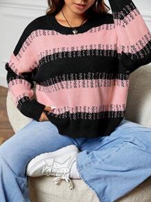 SHEIN EZwear Hơn Khối màu Thả vai Áo len - Nhiều màu - Xem 3