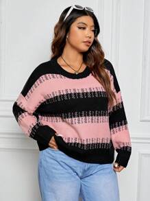 SHEIN EZwear Hơn Khối màu Thả vai Áo len - Nhiều màu - Xem 4