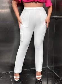 SHEIN SXY Hơn Chất rắn Túi bên cạnh Xà cạp - trắng - Xem 3