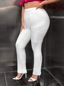 SHEIN SXY Hơn Chất rắn Túi bên cạnh Xà cạp - trắng - Xem 6