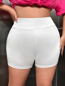 SHEIN SXY Plus Solid Biker Shorts - White - View 2