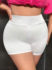 SHEIN SXY Plus Solid Biker Shorts - White - View 3
