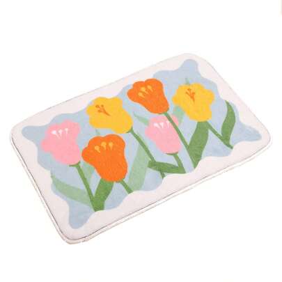 LongNap™ Imitation Cashmere Flower Absorbent Floor Mat Bathroom Floor Carpet Bathroom Door Non-slip Mat