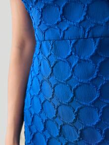 Modelyn Solid Shoulder Pad Bodycon Dress - Royal Blue - View 4