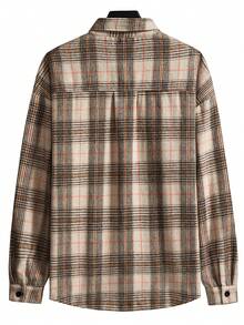 Manfinity Homme Lỏng lẻo Nam In kẻ sọc Thả vai Áo sơ mi Không có Áo thun Bên trong - Màu Khaki - Xem 2