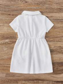 SHEIN Cô gái trẻ Hoạt hình đáng yêu Váy ngắn tay dài đến đầu gối có cổ áo dành cho nữ - trắng - Xem 7