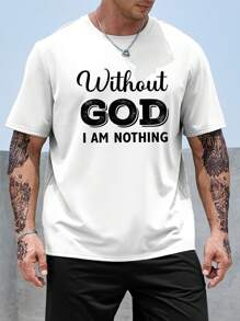 Manfinity Homme Men Plus Slogan Graphic Tee - White - View 1