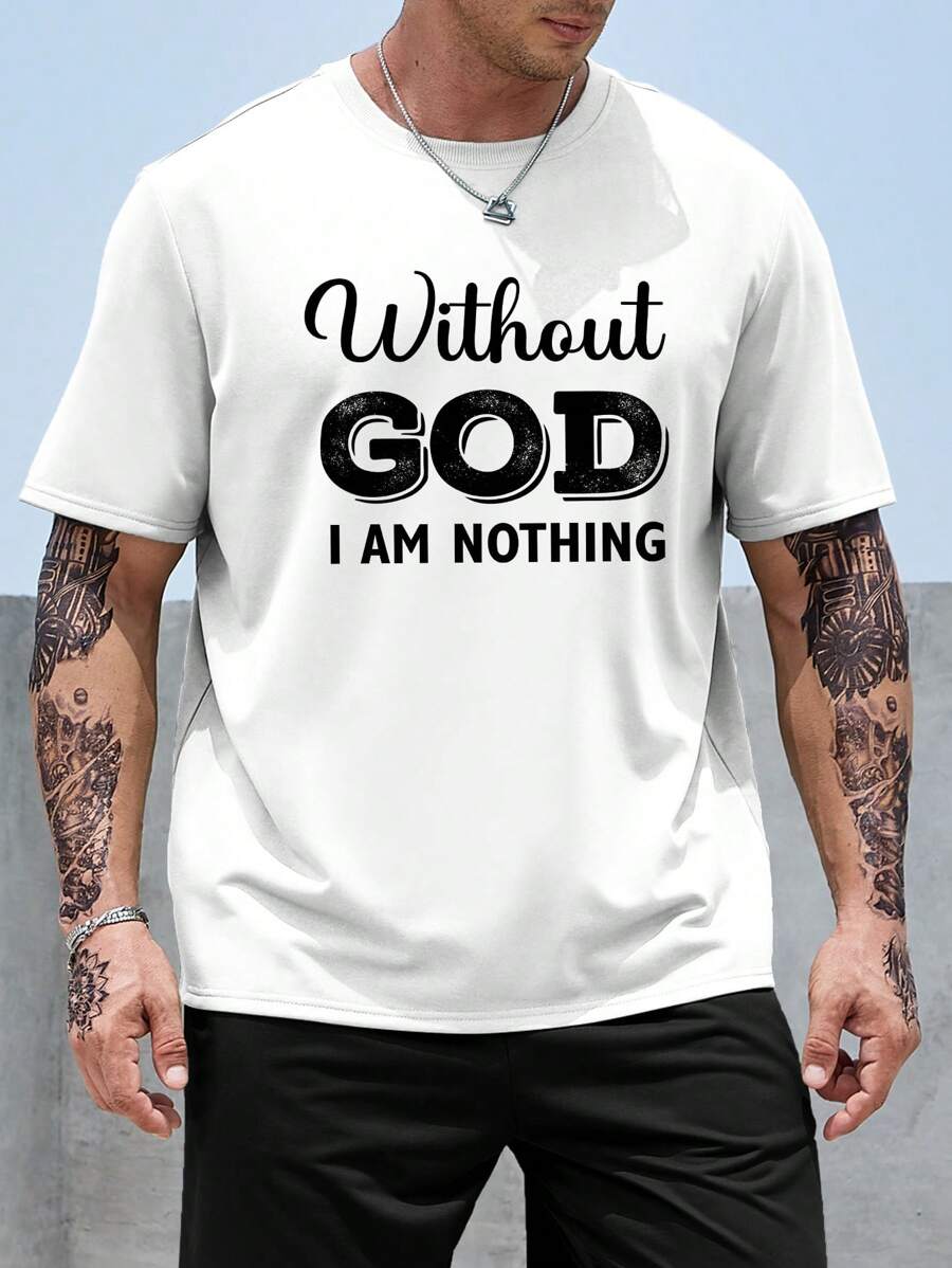 Manfinity Homme Men Plus Slogan Graphic Tee - White - View 1