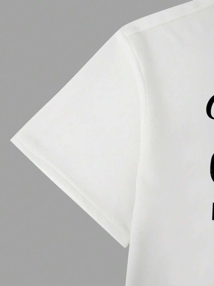 Manfinity Homme 男士大码標語圖案T恤 - 白色 - 查看 3