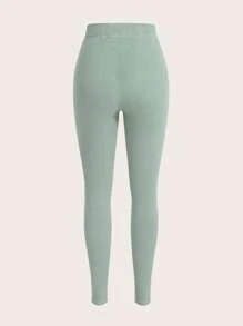 SHEIN EZwear 3pcs Solid Elastic Waist Leggings - Multicolor - View 5