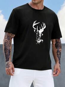 Manfinity Homme Nam Plus Cây & In hươu Áo thun - màu đen - Xem 1