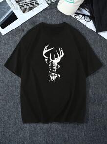 Manfinity Homme Nam Plus Cây & In hươu Áo thun - màu đen - Xem 4