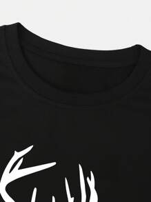 Manfinity Homme Nam Plus Cây & In hươu Áo thun - màu đen - Xem 5