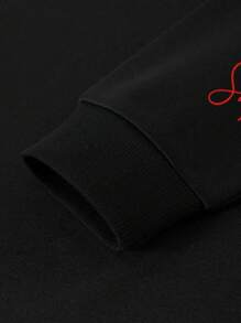 男士字母圖案運動衫 - 黑色 - 查看 3