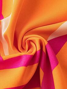 SHEIN Holidaya Hơn In Đồ họa Nút phía trước Váy sơ mi - trái cam - Xem 5