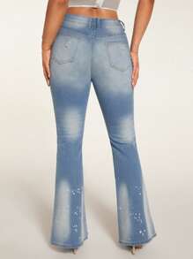 SHEIN BAE Jeans de pierna amplia desgarro - Lavado ligero - Ver 2