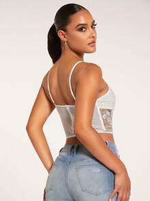 SHEIN BAE Contrast Lace Cami Top - White - View 2