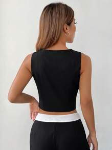 SHEIN EZwear 字母補丁細節馬甲西裝外套不帶襯衫