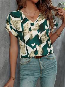 SHEIN LUNE In Địa lý tay cánh Áo sơ mi - Nhiều màu - Xem 1