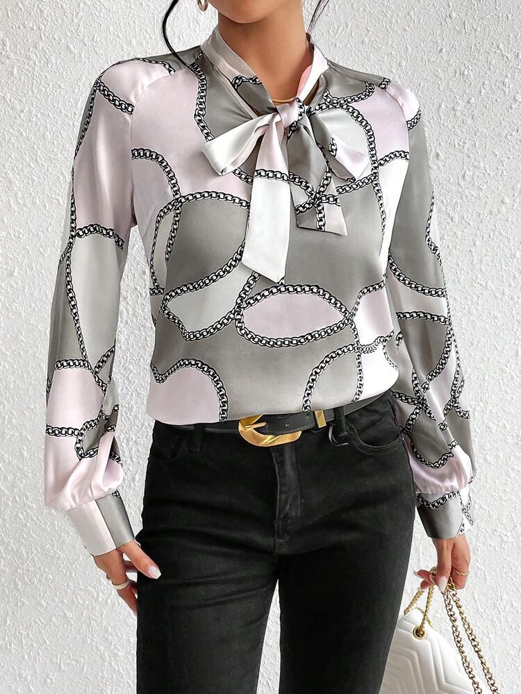 SHEIN Privé In Dây chuyền Cà vạt Áo sơ mi - Nhiều màu - Xem 6