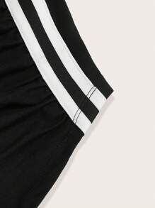 SHEIN ICON 字母貼布撞色滾邊掛脖上衣 - 黑色 - 查看 9