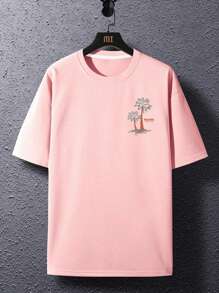 Manfinity Chillmode Men Plus Tropical & Letter Graphic Tee