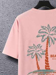 Manfinity Chillmode Men Plus Tropical & Letter Graphic Tee