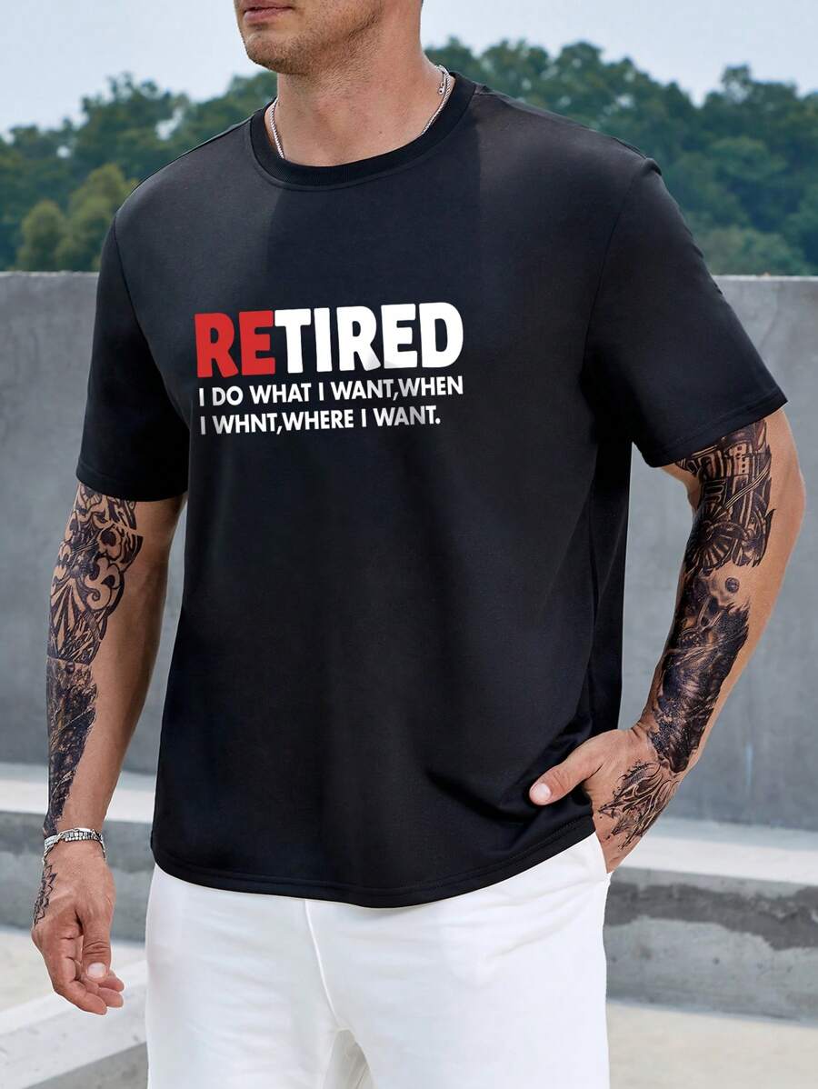 Manfinity Homme Men Plus Slogan Graphic Tee - Black - View 1