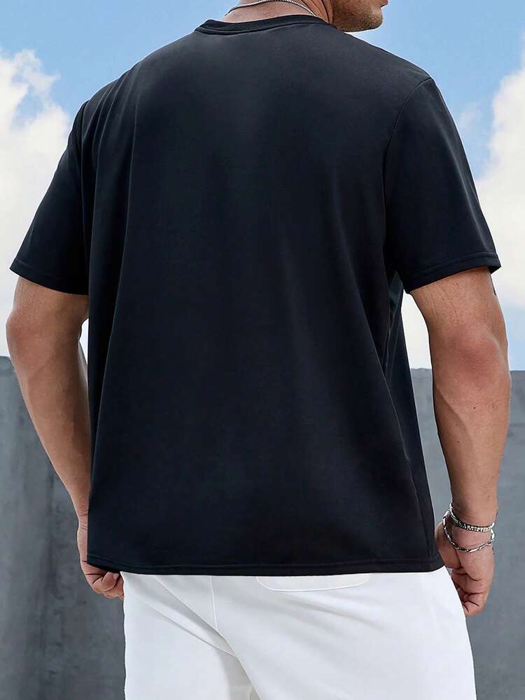 Manfinity Homme Men Plus Slogan Graphic Tee - Black - View 2