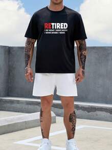 Manfinity Homme Men Plus Slogan Graphic Tee - Black - View 4