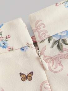 SHEIN MOD Allover Floral Print Bustier Cami Top & Skirt - Beige - View 4