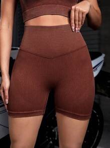 Seamless Wide Waistband Sports Shorts